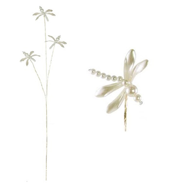 Pearl Dragonfly Pick - Ivory - Greenery & Floral - Pearl Dragonfly spray for sale